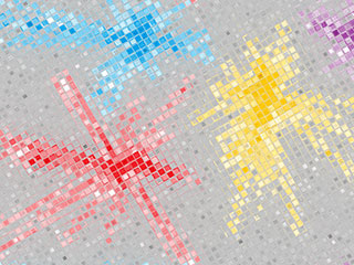 Abstract blue, red, yellow, and purple block clusters. Abstract blue, red, yellow, and purple block clusters.